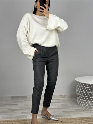 5070 BELI LASTIKLI CIZGILI PANTOLON