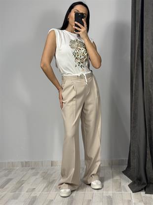 5179 YANDAN FERMUARLI SATEN GARNILI PANTOLON