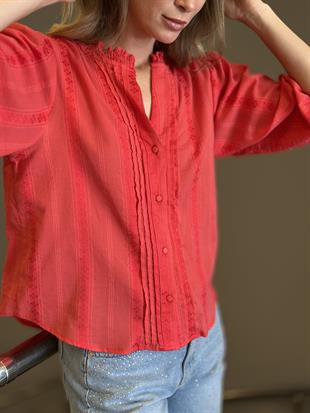 5807 NERVUR DETAYLI BALON KOL GOMLEK