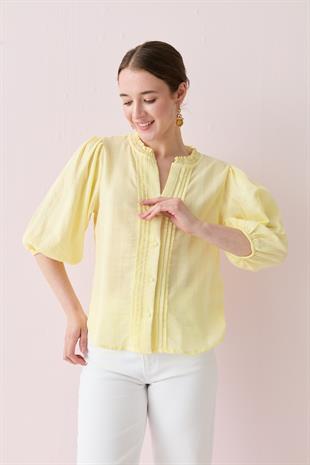 5807 NERVUR DETAYLI BALON KOL GOMLEK