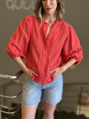 5807 NERVUR DETAYLI BALON KOL GOMLEK