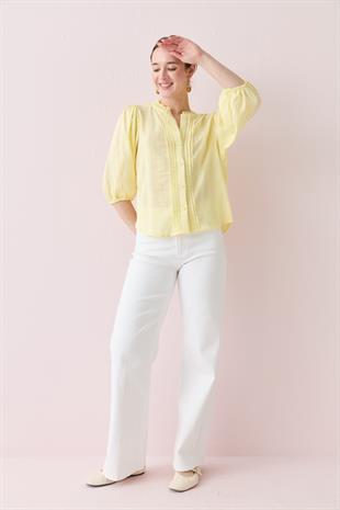 5807 NERVUR DETAYLI BALON KOL GOMLEK