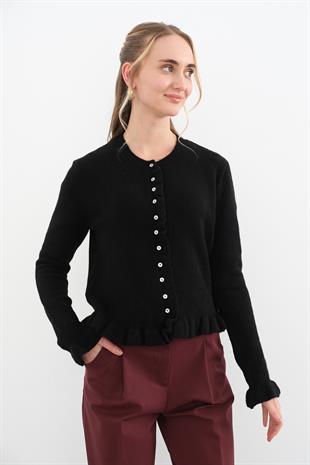 60934 BISIKLET YAKA FIRFIR DETAYLI DUGMELI TRIKO HIRKA