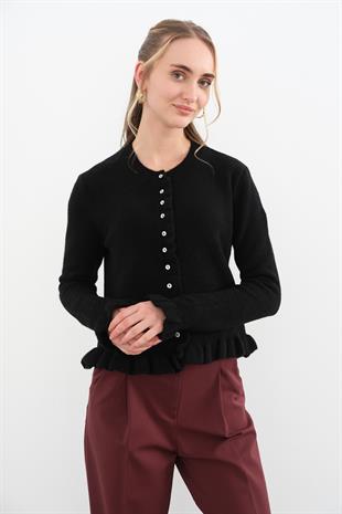 60934 BISIKLET YAKA FIRFIR DETAYLI DUGMELI TRIKO HIRKA