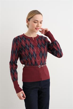 60956 BISIKLET YAKA DUGMELI KEMERLI TRIKO HIRKA