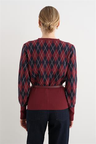 60956 BISIKLET YAKA DUGMELI KEMERLI TRIKO HIRKA