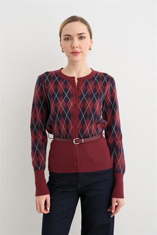 60956 BISIKLET YAKA DUGMELI KEMERLI TRIKO HIRKA