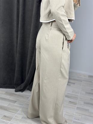 6128 CIZGILI CIFT KEMERLI PANTOLON