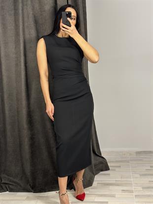 6140 KOLSUZ DRAPELI ELBISE