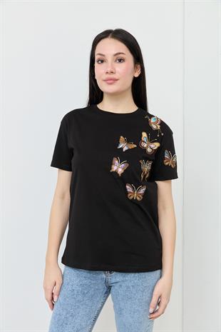 7112 KELEBEK ISLEMELI TSHIRT