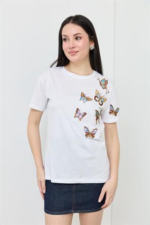 7112 KELEBEK ISLEMELI TSHIRT