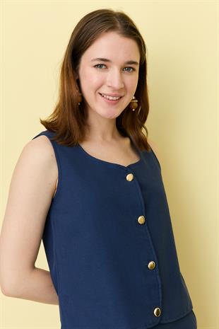 7134 GOLD DUGME YELEK PANTOLON