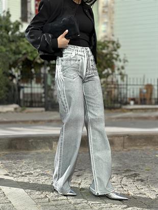 71361 SIYAH VARAKLI WIDELEG PANTOLON
