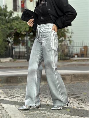 71361 SIYAH VARAKLI WIDELEG PANTOLON