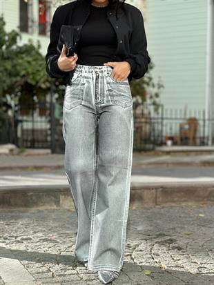 71361 SIYAH VARAKLI WIDELEG PANTOLON