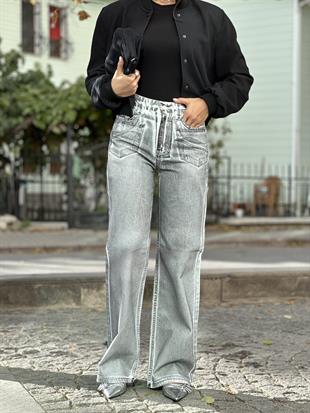 71361 SIYAH VARAKLI WIDELEG PANTOLON