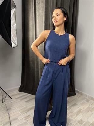 7143 KETEN BLUZ PANTOLON TAKIM
