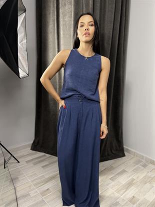7143 KETEN BLUZ PANTOLON TAKIM