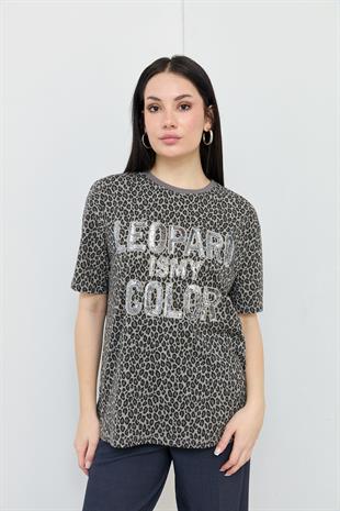 7191 LEOPAR IS MY COLOR YAZILI TSHIRT