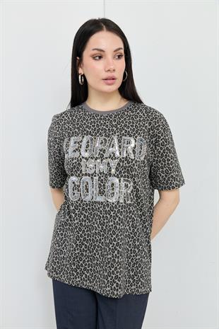 7191 LEOPAR IS MY COLOR YAZILI TSHIRT