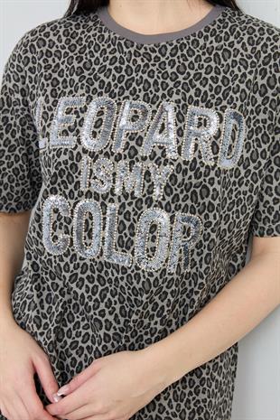 7191 LEOPAR IS MY COLOR YAZILI TSHIRT