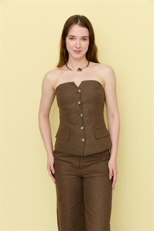 7231 STRAPLEZ BLUZ PANTOLON TAKIM