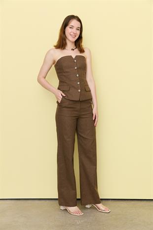 7231 STRAPLEZ BLUZ PANTOLON TAKIM