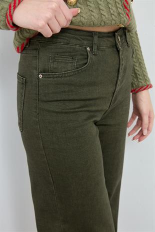 773 HAKI BROWN WIDW LEG PANTOLON