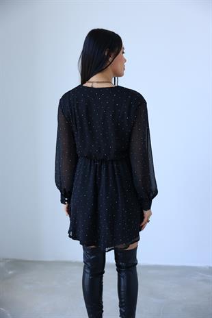 8092 V YAKA TASLI ELBISE