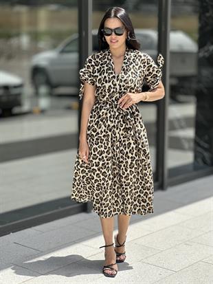 8142 LEOPAR DESEN ELBISE