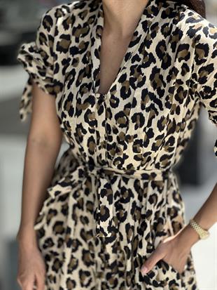8142 LEOPAR DESEN ELBISE