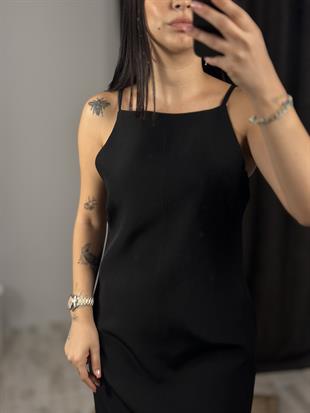 8158 KAYIK YAKA ASKILI ELBISE