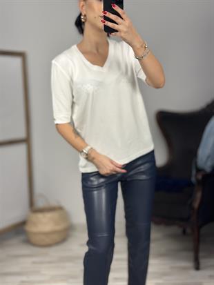 817 V YAKA KOL UZLARI DUGMELI TRIKO
