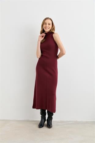 90239 DIK YAKA TRIKO ELBISE