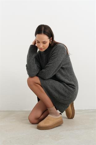 90241 BISIKLET YAKA TRIKO ELBISE