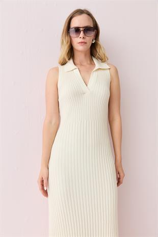 90249 V POLO YAKA FITILLI TRIKO ELBISE