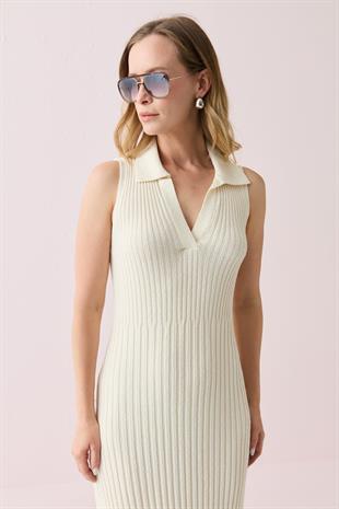 90249 V POLO YAKA FITILLI TRIKO ELBISE