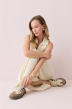 90249 V POLO YAKA FITILLI TRIKO ELBISE