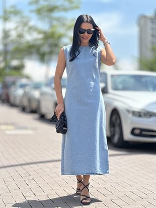 90537 SIFIR YAKA UZUN ELBISE