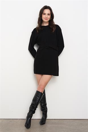 91335 KEMERLI YUMUSAK ELBISE