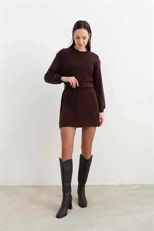 91335 KEMERLI YUMUSAK ELBISE