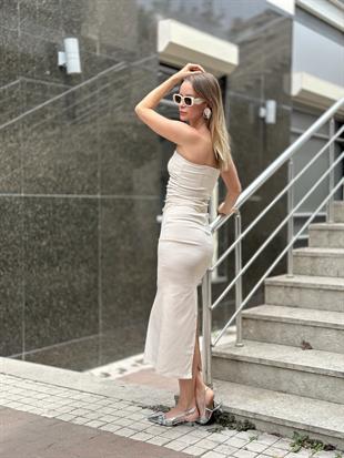 91368 STRAPLEZ MIDI ELBISE