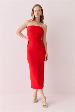 91368 STRAPLEZ MIDI ELBISE