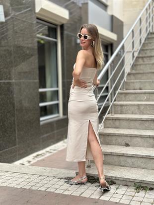 91368 STRAPLEZ MIDI ELBISE