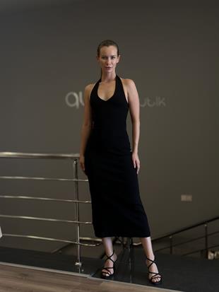 91476 HALTER YAKA MIDI ELBISE