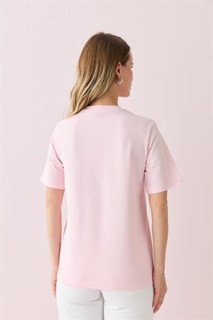 9494 KABARTMA YAZI DETAYLI TSHIRT