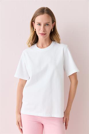 9494 KABARTMA YAZI DETAYLI TSHIRT