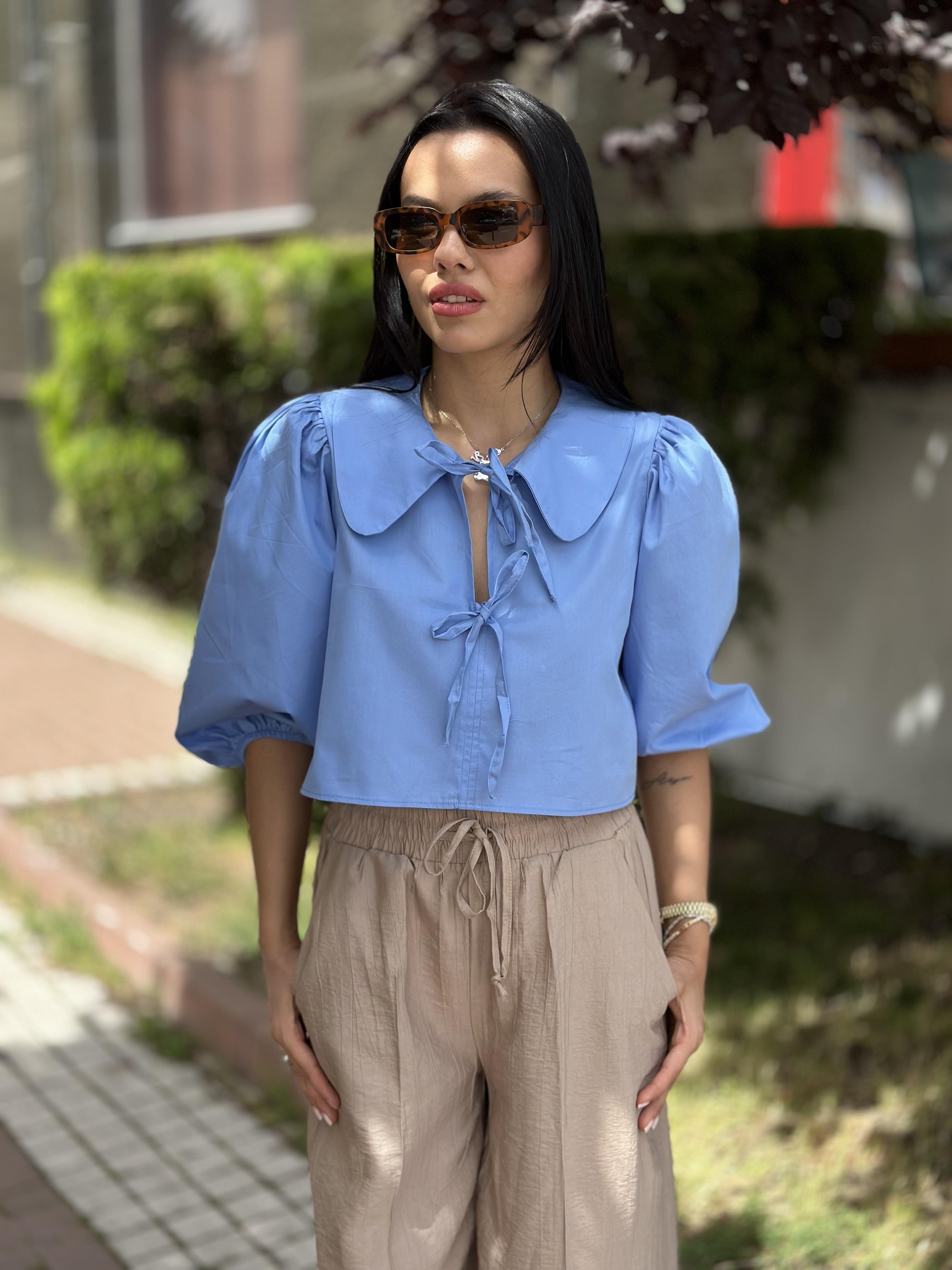 0107 BEBE YAKA CIFT BAGLAMALI GOMLEK