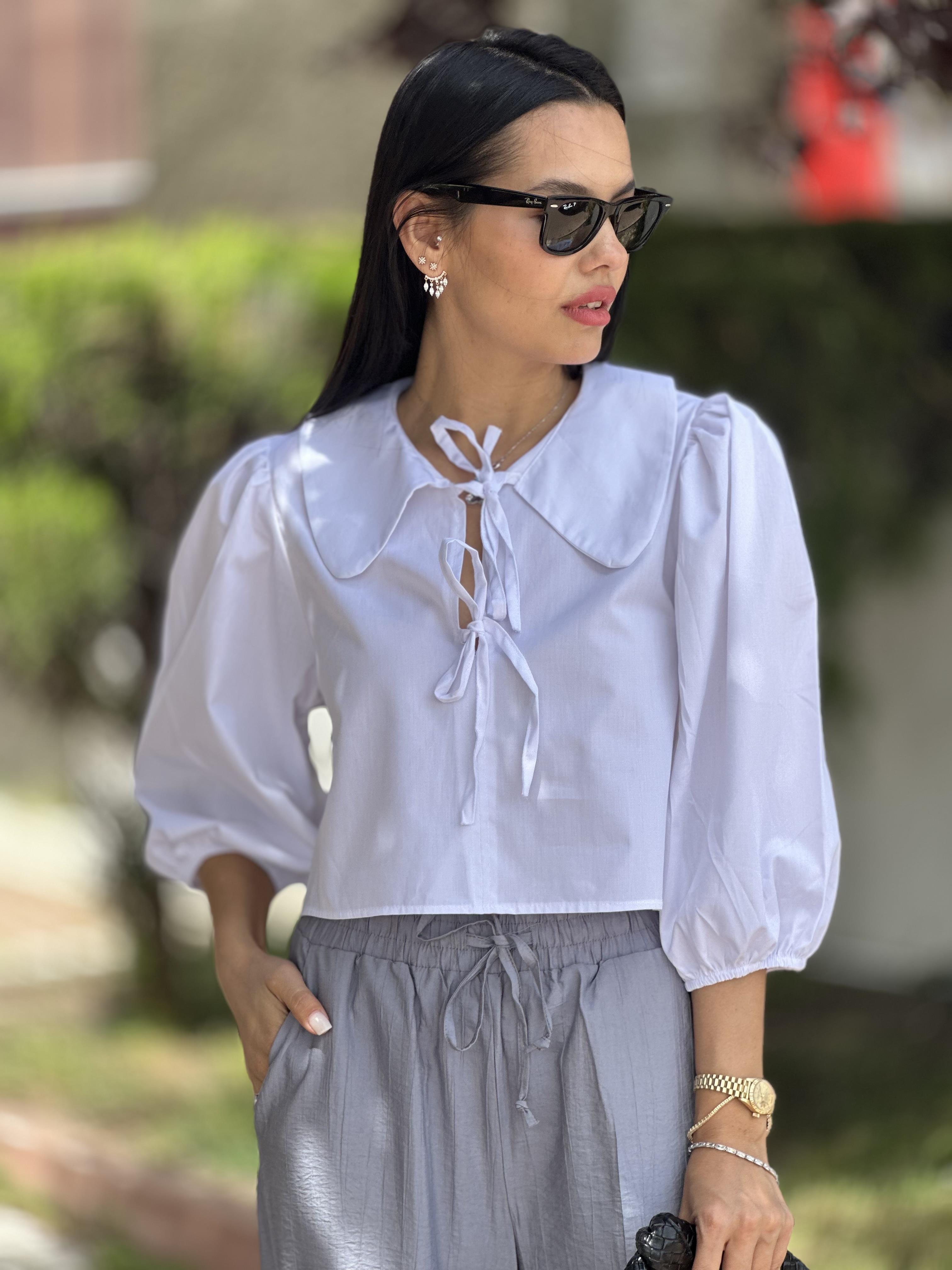 0107 BEBE YAKA CIFT BAGLAMALI GOMLEK