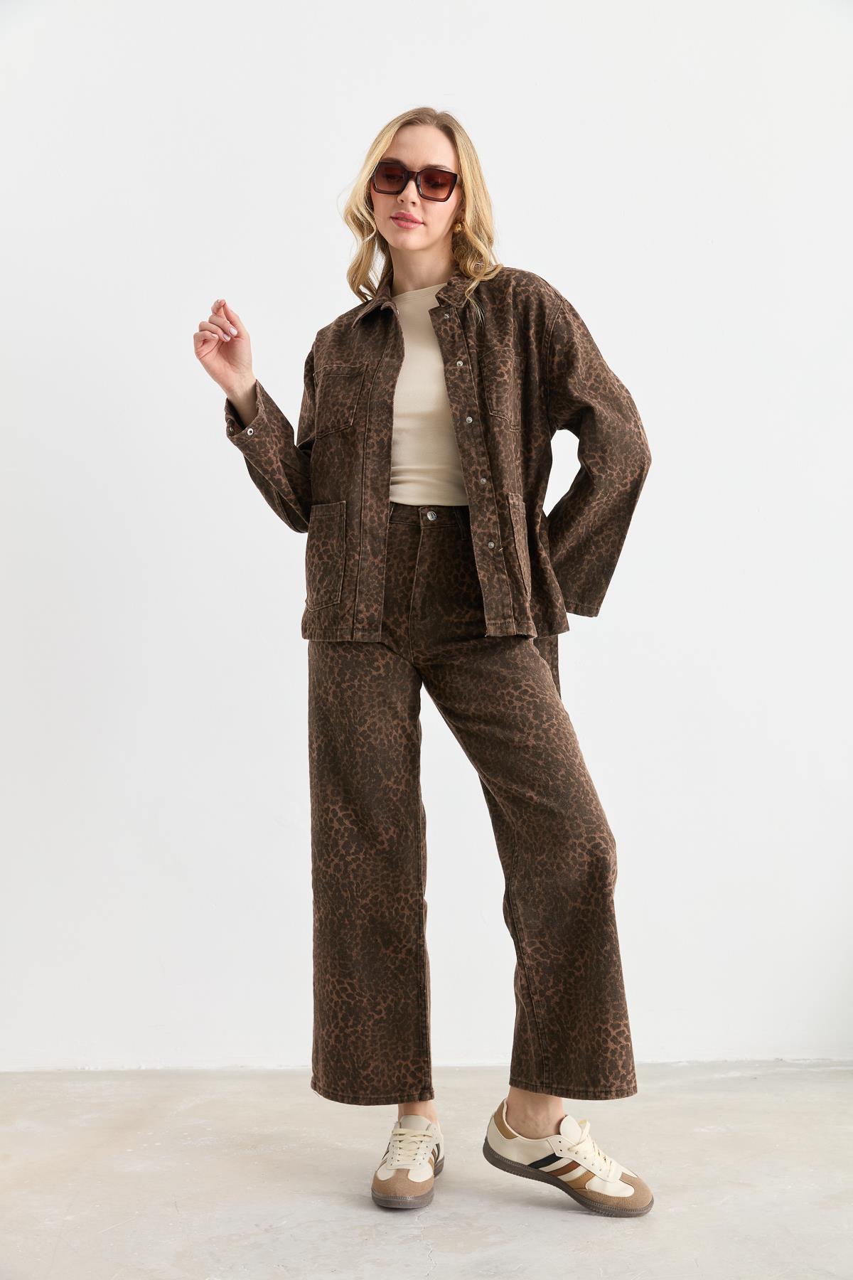 0248 GABARDIN LEOPAR PANTOLON